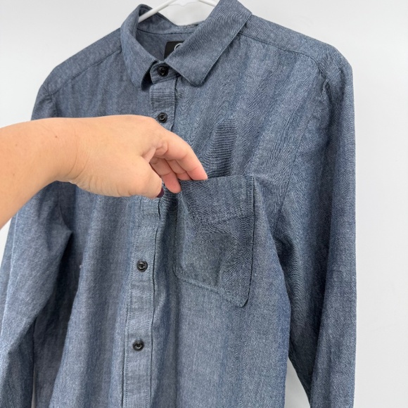 Volcom Shirt Men Large Blue Button Up Long Sleeve Classic Fit Casual Skater - Picture 4 of 12